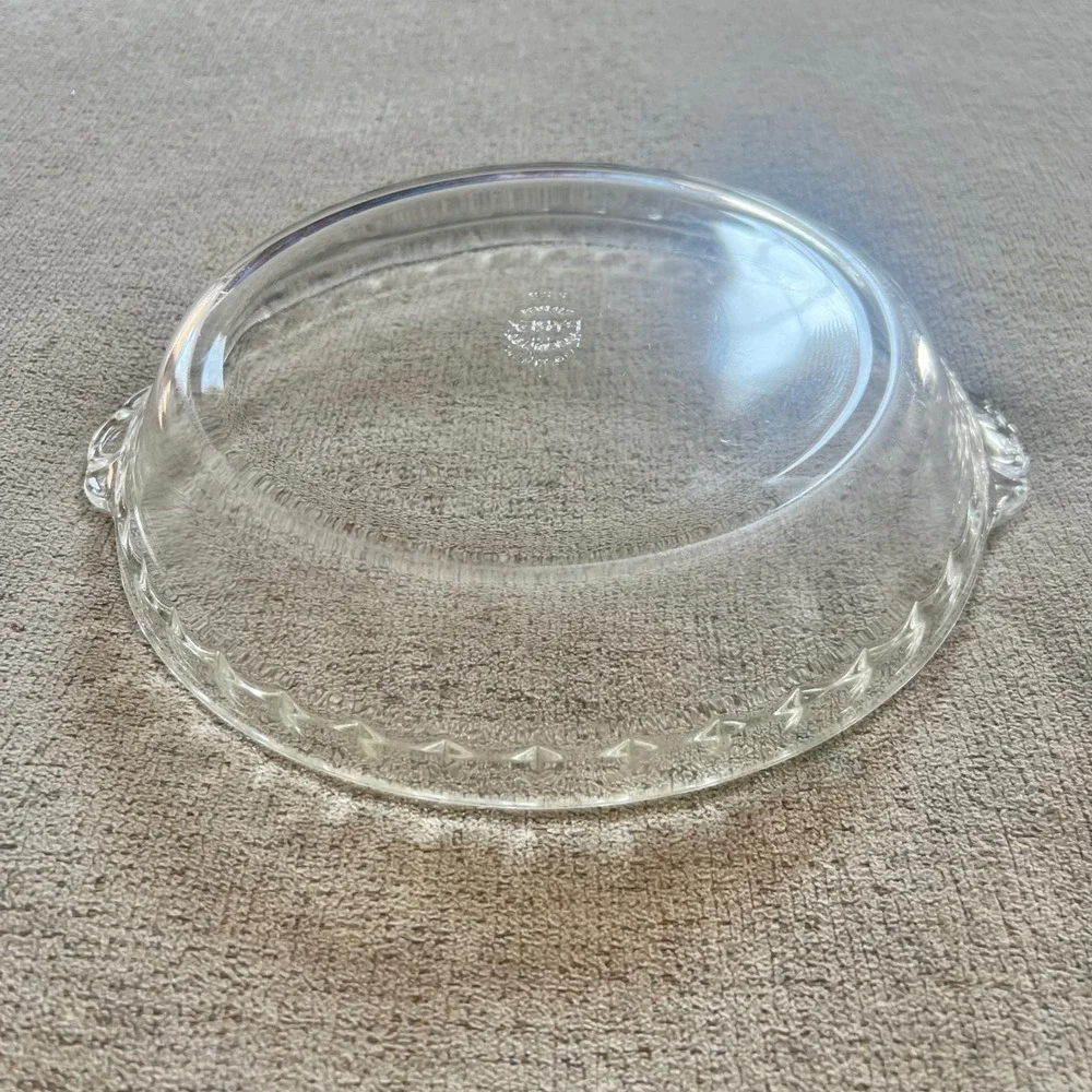 Vintage Pyrex 229 Clear Glass 9.5 Inch Pie Plate Scalloped Handles Made in USA